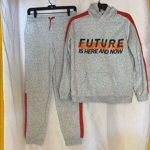 Ideology Gray and Red Kids Joggers Set